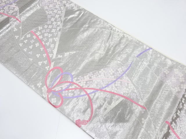 几帳に小花模様織り出し　袋帯